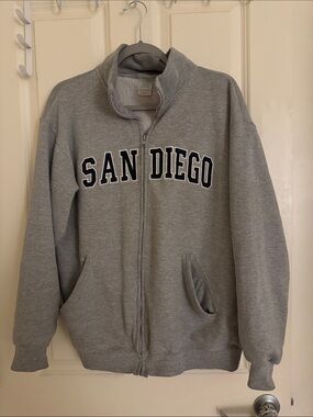 San Diego Grey Full-Zip Sweatshirt with Lettering